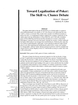 Toward Legalization of Poker: The Skill vs. Chance Debate