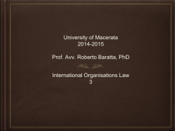 University of Macerata 2014-2015 Prof. Avv. Roberto Baratta, PhD