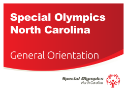 Special Olympics North Carolina General Orientation