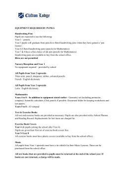 EQUIPMENT REQUIRED BY PUPILS Handwriting Pens Pupils are