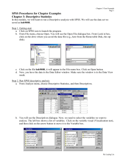 SPSS Module: Descriptive Analysis