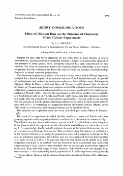 SHORT COMMUNICATIONS Effect of Dilution Rate on the Outcome
