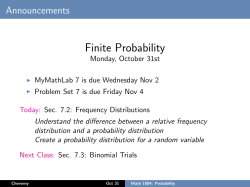 October 31: Frequency Distributions