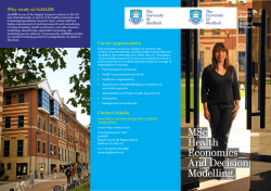 MSc Health Economics And Decision Modelling.