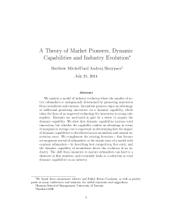 A Theory of Market Pioneers, Dynamic Capabilities and Industry