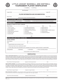 tournament player verification - Little League Ontario District 1
