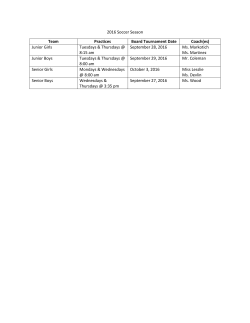 2016 Soccer Season Team Practices Board Tournament Date