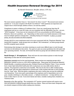 Health Insurance Renewal Strategy for 2014