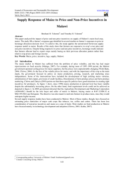 Supply Response of Maize to Price and Non-Price