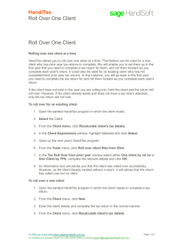 HandiTax Roll Over One Client Roll Over One Client