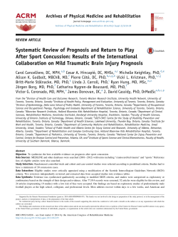 Systematic Review of Prognosis and Return to Play After Sport