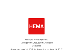 Financial results Q1 FY17 Management Discussion