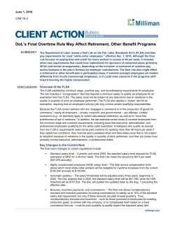 DoL`s Final Overtime Rule May Affect Retirement, Other