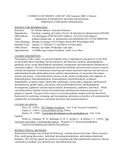 CURRICULUM THEORY, EDCI 647-100