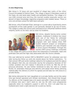 A new Beginning Bibi Amna is 33 years old and resident of village