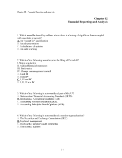 Chapter 02 Financial Reporting and Analysis