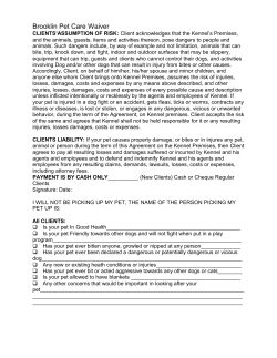 Brooklin Pet Care Waiver CLIENTS`ASSUMPTION OF RISK: Client