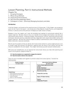Lesson Planning, Part II: Instructional Methods