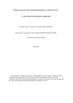 Risk aversion and entrepreneurship in C&ocirc;te d`Ivoire: A