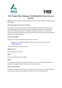 TOA: Taonga Tākaro Wānanga: Embedding Māori Games into