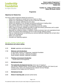 future leaders programme preparing for service leadership
