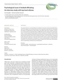 Psychological issues in football officiating: An interview study with