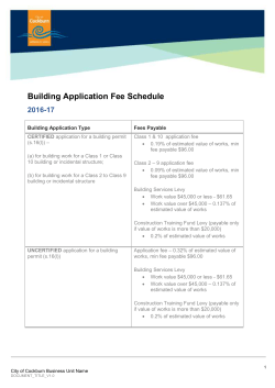 Building Application Fee Schedule 2016-17
