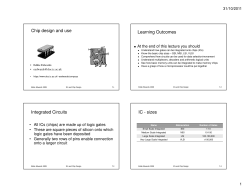 Chip design and use Learning Outcomes Integrated Circuits IC