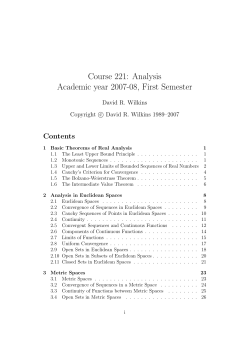 Course 221: Analysis Academic year 2007-08, First