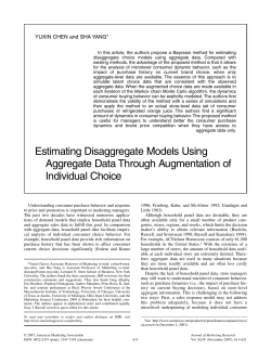 Estimating Disaggregate Models Using Aggregate Data Through