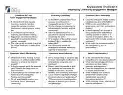 Key Questions to Consider in Developing Community Engagement