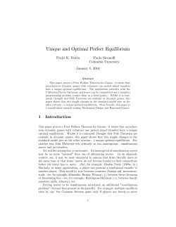 Unique and Optimal Perfect Equilibrium