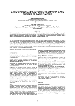 game choices and factors effecting on game choices of game players
