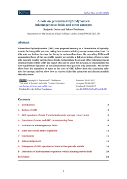 A note on generalized hydrodynamics: inhomogeneous