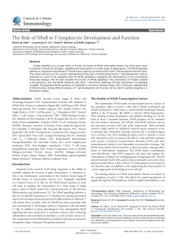 The Role of NF&kappa;B in T-lymphocyte Development and Function