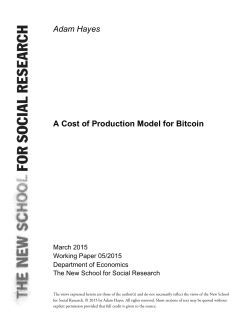 Adam Hayes A Cost of Production Model for Bitcoin