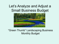 Let`s Analyze and Adjust a Small Business Budget
