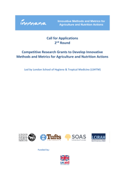 Call for Applications 2nd Round Competitive Research Grants to