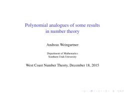 Polynomial analogues of some results in number