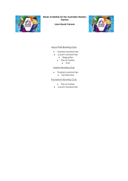 Meals Available for the Australian Masters Games Lawn Bowls