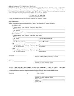 CERTIFICATE OF SERVICE I certify that this document was served