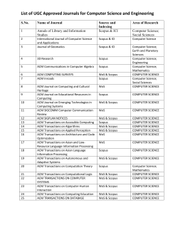 List of UGC Approved Journals for Computer Science and Engineering
