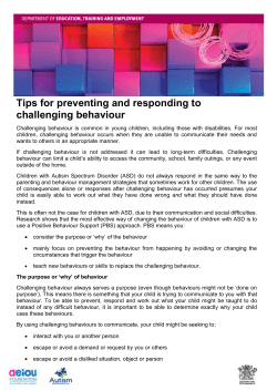 Tips for preventing and responding to challenging behaviour