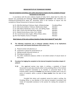 Internal Complaints Committee and Policy Document