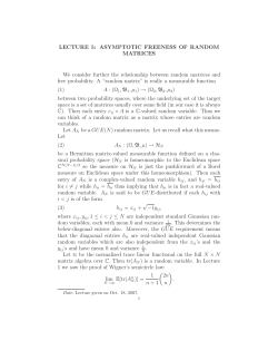 LECTURE 5: ASYMPTOTIC FREENESS OF RANDOM MATRICES