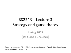 BS2243 – Lecture 4 Strategy and game theory