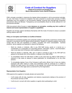 Code of Conduct for Suppliers - International Organization for