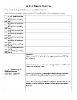 Unit 13: Organic Chemistry