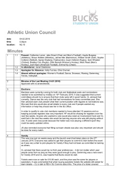 Athletic Union Council Minutes 4 February 2016