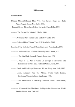 Bibliography Primary texts: Dattani, Mahesh.Collected Plays Vol